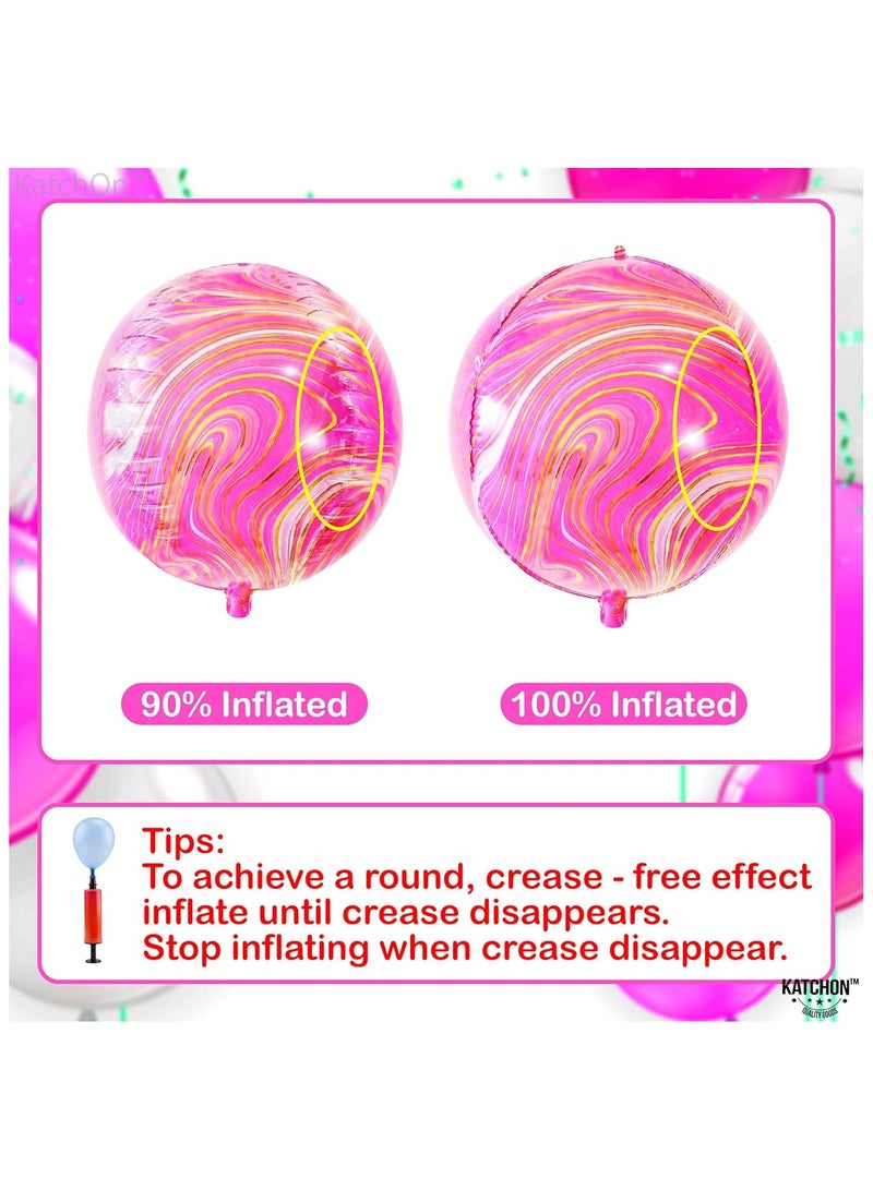KATCHON Pink Marble Balloons - Pack of 6 | Pink and Orange Balloons, Pink and Orange Party Decorations - Image 3